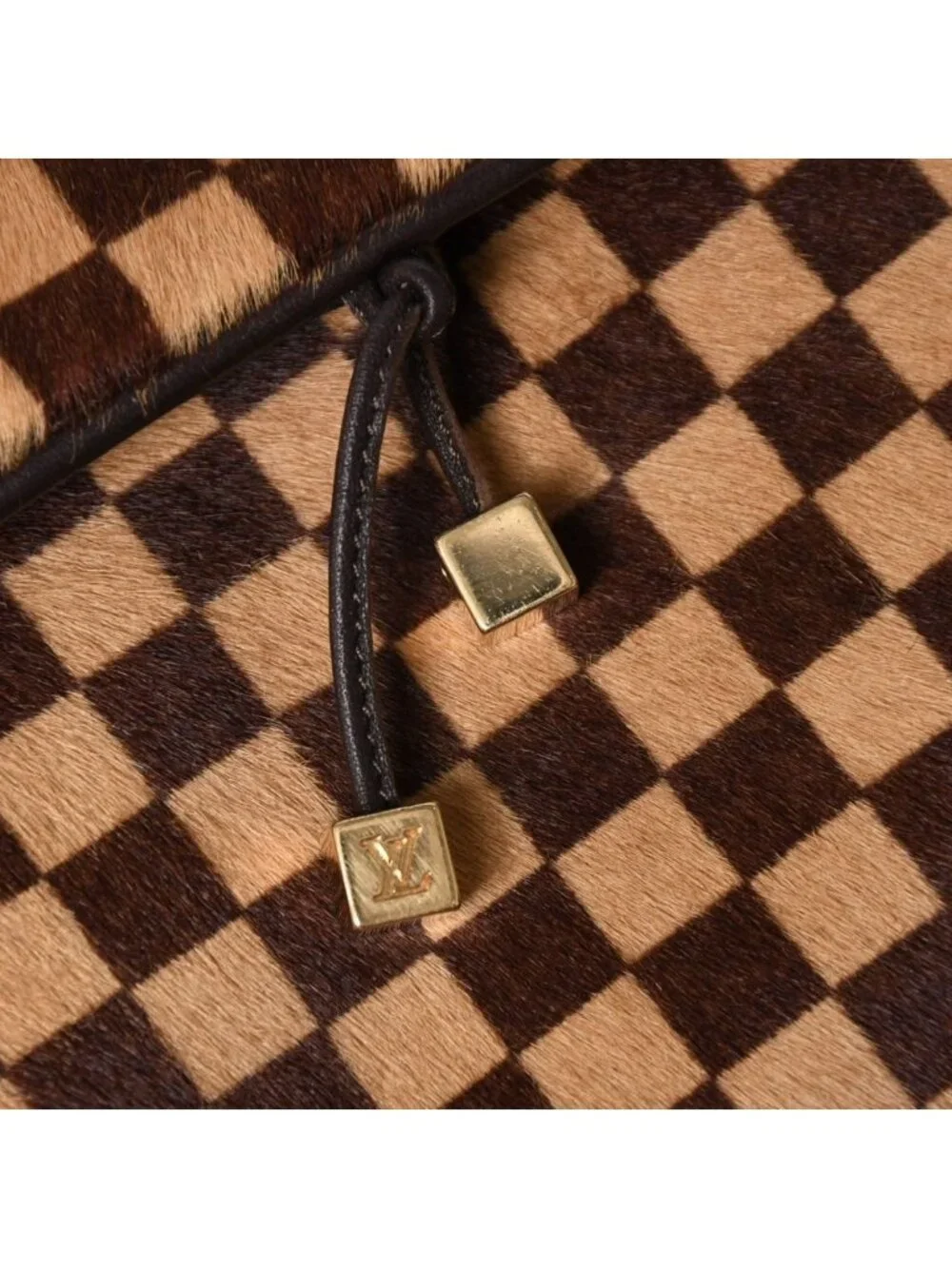 Louis Vuitton Gazelle Shoulder Bag Damier Sauvage Calf Hair Leather Brown